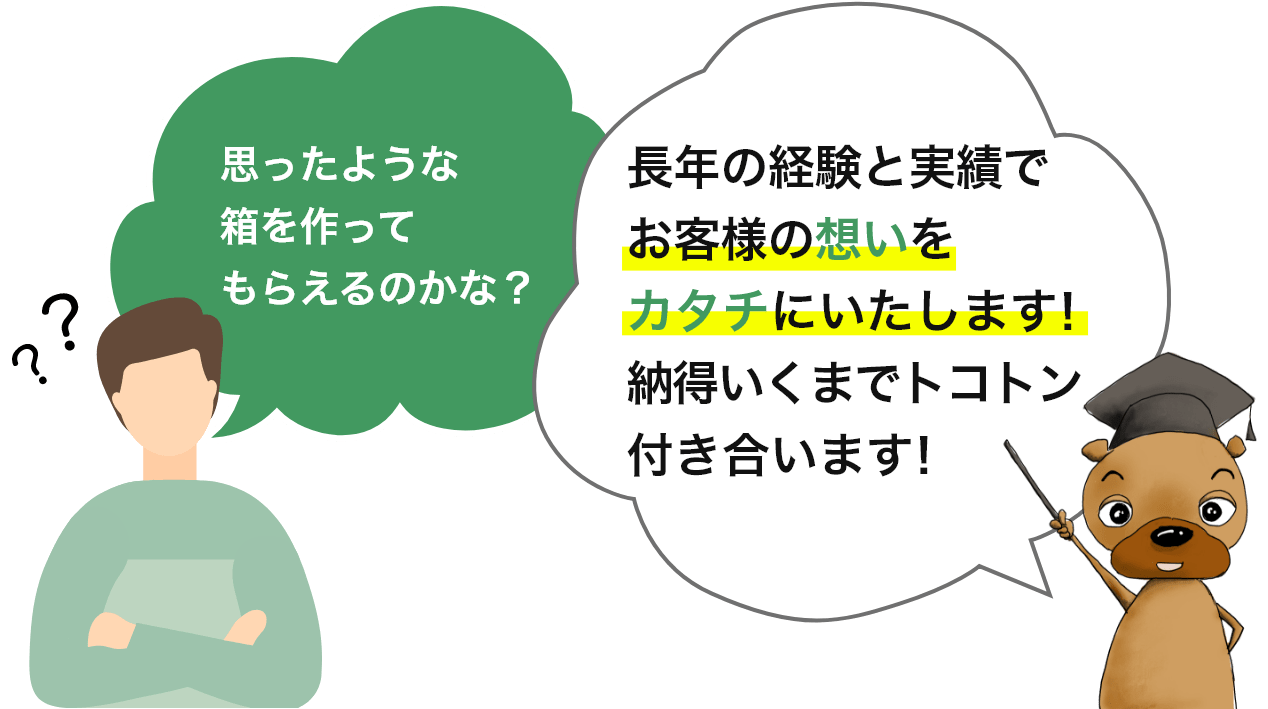 お客様の想いをカタチにいたします。